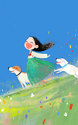 JPG 전신 여자 꽃잎 리본 반려견 어린이 일러스트 하늘 한명 웃음 소녀 초원 야외 파란색 달리기 맑음 산책 강아지 한복 즐거움 활기 소녀한명만 청량 국내일러스트 AI일러스트 AI콘텐츠 1 한국전통 꽃 감정 컬러 컨셉 모션 날씨 휴식 표정 사람 반려동물 개 전통의상 여자한명만 소녀만 파일형식