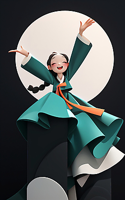 JPG 전신 전통 여자 일러스트 한명 미소 웃음 성인 초록색 기쁨 보름달 춤 한복 기와지붕 한국무용 성인여자한명만 국내일러스트 AI일러스트 AI콘텐츠 1 한국전통 감정 컬러 지붕 문화예술 표정 기와 사람 달 전통의상 전통무용 여자한명만 성인여자만 파일형식