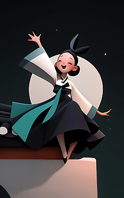 JPG 전신 전통 여자 일러스트 한명 미소 웃음 성인 초록색 기쁨 보름달 춤 한복 기와지붕 한국무용 성인여자한명만 국내일러스트 AI일러스트 AI콘텐츠 1 한국전통 감정 컬러 지붕 문화예술 표정 기와 사람 달 전통의상 전통무용 여자한명만 성인여자만 파일형식