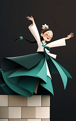 JPG 전신 전통 여자 일러스트 한명 미소 웃음 성인 초록색 달 춤 한복 기와지붕 한국무용 성인여자한명만 국내일러스트 AI일러스트 AI콘텐츠 자연요소 1 한국전통 컬러 지붕 문화예술 표정 기와 사람 전통의상 전통무용 여자한명만 성인여자만 파일형식