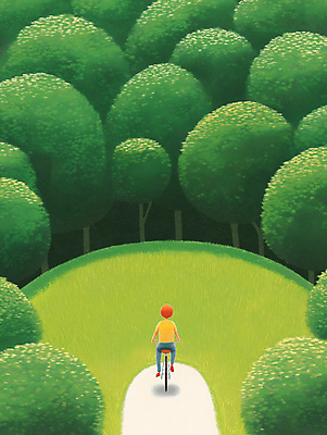 JPG 전신 나무 남자 길 어린이 일러스트 아웃도어 한명 소년 초원 라이프 초록색 자전거 원형 숲 둥근모양 소년한명만 국내일러스트 AI일러스트 AI콘텐츠 모양 도형 식물 1 컬러 사람 생활 바이크 남자한명만 소년만 파일형식