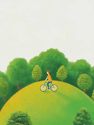 JPG 전신 나무 남자 일러스트 아웃도어 한명 초원 성인 라이프 초록색 자전거 원형 숲 언덕 둥근모양 성인남자한명만 국내일러스트 AI일러스트 AI콘텐츠 모양 도형 식물 1 컬러 사람 생활 바이크 남자한명만 성인남자만 파일형식