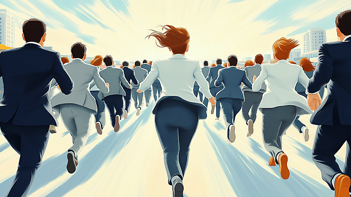 JPG 전신 여자 남자 길 일러스트 비즈니스 정장 여러명 성인 달리기 경쟁 도전 도시 직장인 목표 군중 속도 출발 성인만 국내일러스트 AI일러스트 AI콘텐츠 직업 옷 다수 컨셉 모션 사람 파일형식