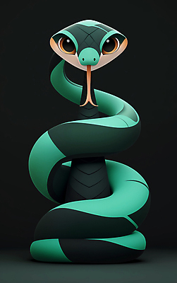 JPG 편집이미지 캐릭터 새해 사람없음 초록색 3D 뱀띠 뱀 뱀캐릭터 을사년 편집3D AI컴퓨터그래픽 AI콘텐츠 컬러 동물캐릭터 파충류 십이지신 디지털합성 파일형식 2025년