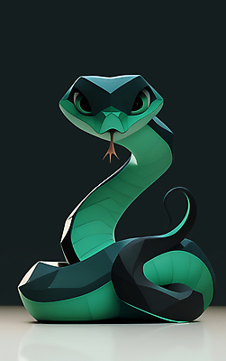 JPG 편집이미지 캐릭터 새해 표정 사람없음 초록색 3D 뱀띠 뱀 뱀캐릭터 을사년 편집3D AI컴퓨터그래픽 AI콘텐츠 컬러 동물캐릭터 파충류 십이지신 디지털합성 파일형식 2025년