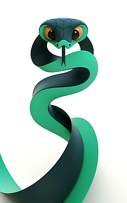 JPG 편집이미지 캐릭터 새해 사람없음 초록색 3D 뱀띠 뱀 뱀캐릭터 강렬 생동감 을사년 편집3D AI컴퓨터그래픽 AI콘텐츠 컬러 동물캐릭터 파충류 십이지신 디지털합성 파일형식 2025년