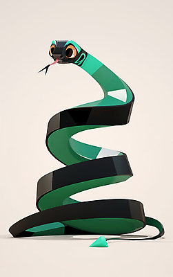 JPG 편집이미지 캐릭터 새해 표정 사람없음 초록색 3D 뱀띠 뱀 뱀캐릭터 상상력 을사년 편집3D AI컴퓨터그래픽 AI콘텐츠 컬러 동물캐릭터 파충류 십이지신 디지털합성 파일형식 2025년