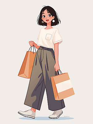 JPG 전신 디자인 여자 일러스트 한명 미소 들기 성인 일상 쇼핑 쇼핑백 걷기 귀걸이 단발머리 만화 즐거움 외출 성인여자한명만 국내일러스트 AI일러스트 AI콘텐츠 1 헤어스타일 감정 가방 장신구 모션 표정 사람 라이프 여자한명만 성인여자만 파일형식