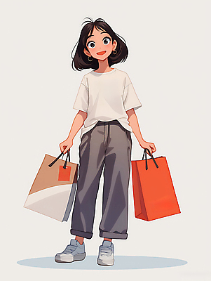 JPG 전신 디자인 여자 일러스트 한명 미소 들기 성인 일상 쇼핑 쇼핑백 걷기 귀걸이 단발머리 만화 즐거움 외출 성인여자한명만 국내일러스트 AI일러스트 AI콘텐츠 1 헤어스타일 감정 가방 장신구 모션 표정 사람 라이프 여자한명만 성인여자만 파일형식
