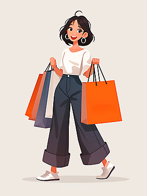 JPG 전신 디자인 여자 일러스트 한명 미소 들기 성인 일상 쇼핑 쇼핑백 걷기 귀걸이 단발머리 만화 즐거움 외출 성인여자한명만 국내일러스트 AI일러스트 AI콘텐츠 1 헤어스타일 감정 가방 장신구 모션 표정 사람 라이프 여자한명만 성인여자만 파일형식