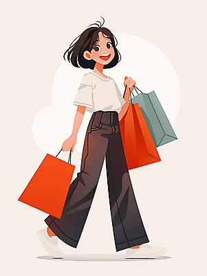 JPG 전신 디자인 여자 일러스트 한명 미소 들기 성인 일상 쇼핑 쇼핑백 걷기 귀걸이 단발머리 만화 즐거움 외출 성인여자한명만 국내일러스트 AI일러스트 AI콘텐츠 1 헤어스타일 감정 가방 장신구 모션 표정 사람 라이프 여자한명만 성인여자만 파일형식