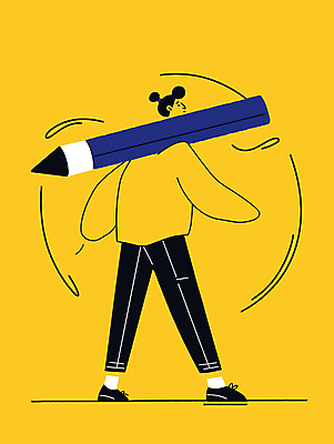 전신 여자 교육 포즈 일러스트 아이디어 한명 들기 성인 연필 노란색 큼 드로잉 수료 창의성 성인여자한명만 국내일러스트 AI파일 1 컬러 컨셉 모션 학용품 미술 사람 필기구 크기 여자한명만 성인여자만 파일형식 벡터