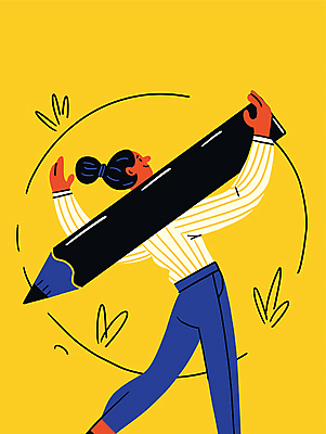 전신 여자 교육 포즈 일러스트 아이디어 한명 들기 성인 연필 노란색 큼 드로잉 수료 창의성 성인여자한명만 국내일러스트 AI파일 1 컬러 컨셉 모션 학용품 미술 사람 필기구 크기 여자한명만 성인여자만 파일형식 벡터