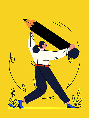 전신 여자 교육 포즈 일러스트 아이디어 한명 들기 성인 연필 노란색 큼 드로잉 수료 창의성 성인여자한명만 국내일러스트 AI파일 1 컬러 컨셉 모션 학용품 미술 사람 필기구 크기 여자한명만 성인여자만 파일형식 벡터