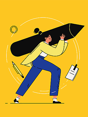 전신 여자 교육 포즈 일러스트 아이디어 한명 들기 성인 연필 노란색 큼 드로잉 수료 창의성 성인여자한명만 국내일러스트 AI파일 1 컬러 컨셉 모션 학용품 미술 사람 필기구 크기 여자한명만 성인여자만 파일형식 벡터