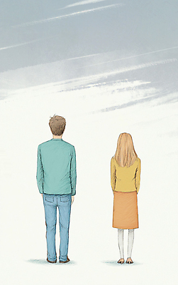 JPG 전신 부부 여자 남자 일러스트 색연필 서기 성인 두명 뒷모습 회색 이별 싸움 갈등 부정적 이혼 성인만 국내일러스트 AI일러스트 AI콘텐츠 커플 감정 뷰포인트 컬러 컨셉 모션 학용품 사람 파일형식