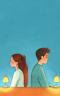 JPG 부부 여자 남자 일러스트 전등 색연필 성인 두명 슬픔 등돌리기 이별 싸움 청록색 갈등 부정적 이혼 성인만 국내일러스트 AI일러스트 AI콘텐츠 커플 감정 컬러 컨셉 모션 학용품 조명 사람 파일형식