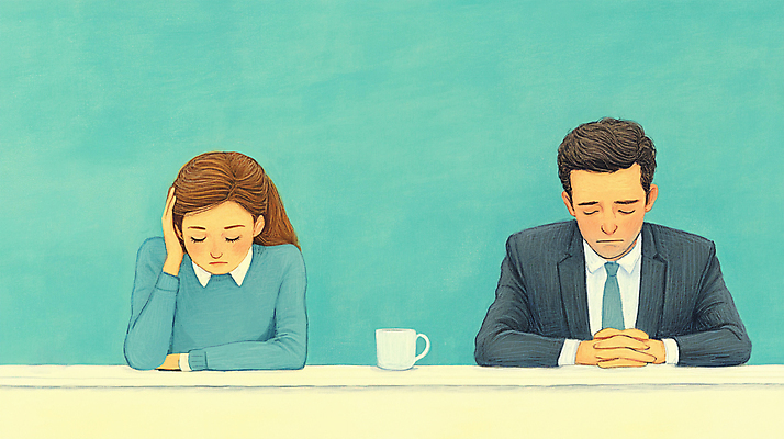 JPG 부부 여자 남자 일러스트 색연필 상반신 성인 두명 머그컵 슬픔 이별 고민 싸움 청록색 갈등 부정적 이혼 성인만 국내일러스트 머리짚기 AI일러스트 AI콘텐츠 커플 감정 컬러 컨셉 모션 학용품 사람 컵 파일형식