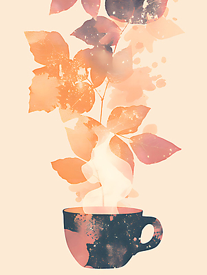 PSD 커피 낙엽 일러스트 나뭇잎 수채화 사람없음 컵 갈색 가을 수증기 커피잔 감성 국내일러스트 식기 계절 음료 컬러 컨셉 잎 잔 파일형식