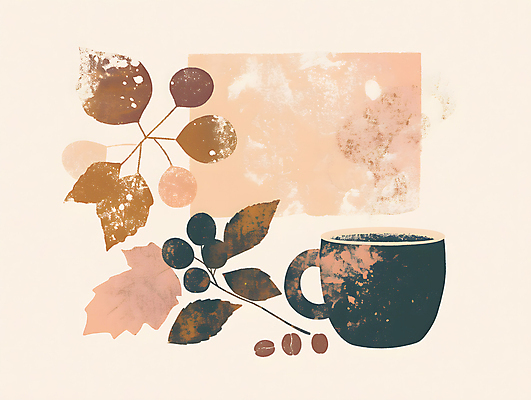 PSD 커피 낙엽 일러스트 나뭇잎 수채화 사람없음 컵 갈색 원두 가을 커피잔 감성 국내일러스트 식기 계절 음료 컬러 컨셉 잎 잔 파일형식
