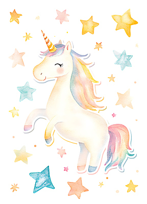 PSD 별 스티커 일러스트 동화 수채화 사람없음 꾸미기 아이방 유니콘 몽환 국내일러스트 자연요소 컨셉 방 파일형식