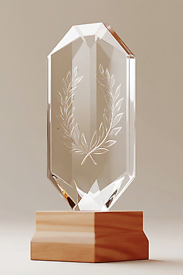 JPG 편집이미지 잎 사람없음 목재 우승 투명 상패 트로피 디지털합성 대회 시상 편집실사 AI포토 AI콘텐츠 나무 식물 재료 최고 상_우승 CG 파일형식