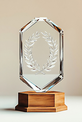 JPG 편집이미지 잎 사람없음 목재 우승 투명 상패 트로피 디지털합성 대회 시상 편집실사 AI포토 AI콘텐츠 나무 식물 재료 최고 상_우승 CG 파일형식