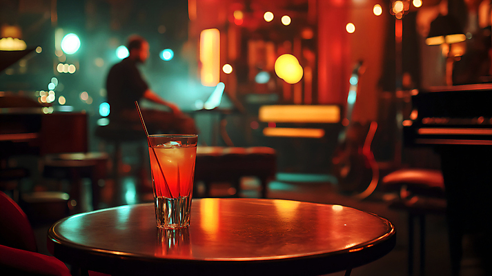 JPG 편집이미지 탁자 조명 잔 사람없음 공연 칵테일 디지털합성 재즈 편집실사 재즈바 AI포토 AI콘텐츠 식기 음악 가구 주류 이벤트 바 CG 파일형식