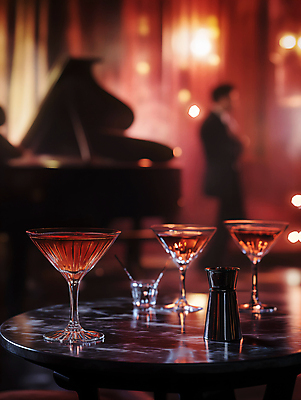 JPG 편집이미지 조명 사람없음 공연 칵테일 디지털합성 칵테일잔 재즈 편집실사 재즈바 AI포토 AI콘텐츠 음악 술잔 주류 이벤트 바 CG 파일형식