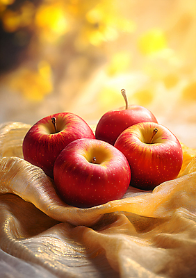 JPG 편집이미지 낙엽 사람없음 가을 사과 천 디지털합성 편집실사 홍로 AI포토 AI콘텐츠 계절 잎 과일 직물 CG 파일형식