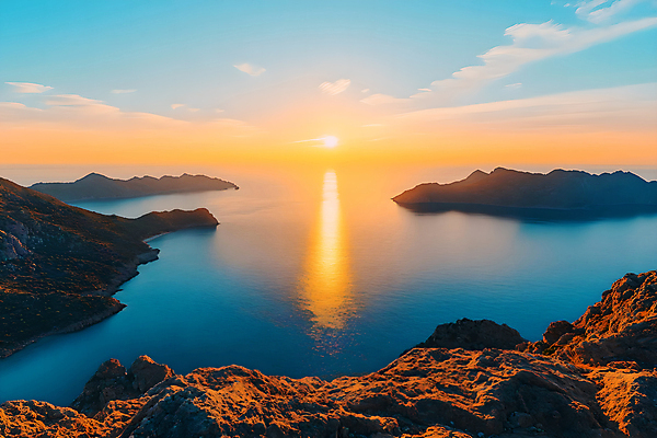 JPG 편집이미지 섬 자연 풍경 사람없음 태양 일출 새벽 디지털합성 다도해 편집실사 AI포토 AI콘텐츠 자연요소 바다 노을 CG 생태계 파일형식