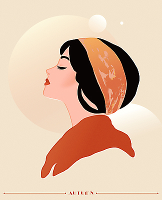 모델 여자 패션 일러스트 한명 상반신 성인 옆모습 뷰티 눈감음 가을 복고 감성 베이지색 성인여자한명만 국내일러스트 AI파일 1 계절 뷰포인트 컬러 컨셉 모션 사람 여자한명만 성인여자만 파일형식 벡터