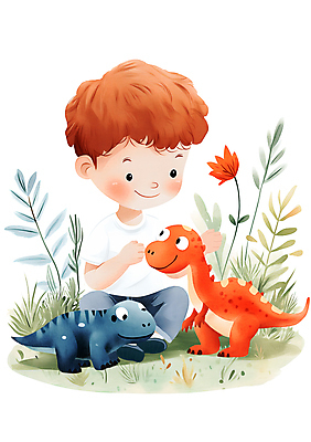 전신 PSD 남자 어린이 잎 일러스트 한명 앉기 소년 잔디 풀 즐거움 공룡 놀기 소년한명만 국내일러스트 식물 1 감정 파충류 모션 사람 남자한명만 소년만 파일형식