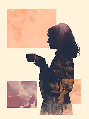 PSD 여자 실루엣 커피 일러스트 나뭇잎 수채화 한명 들기 상반신 성인 컵 갈색 마시기 가을 커피잔 감성 성인여자한명만 국내일러스트 1 식기 계절 음료 컬러 컨셉 잎 모션 잔 촬영기법 사람 여자한명만 성인여자만 파일형식