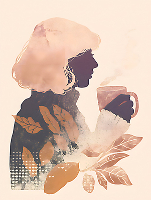 PSD 여자 실루엣 커피 일러스트 나뭇잎 수채화 한명 들기 상반신 성인 컵 갈색 마시기 가을 수증기 커피잔 감성 성인여자한명만 2025년 트렌드컬러 국내일러스트 모카무스 1 식기 계절 음료 컬러 컨셉 잎 모션 잔 촬영기법 사람 연도 여자한명만 성인여자만 파일형식