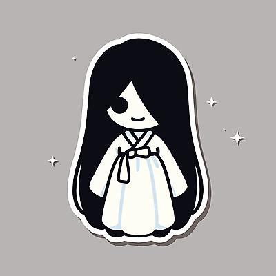 캐릭터 전통 일러스트 사람없음 귀여움 할로윈 흰색 처녀귀신 한복 민속 호러캐릭터 일러캐릭터 AI파일 한국전통 컬러 컨셉 유령 전통의상 파일형식 벡터