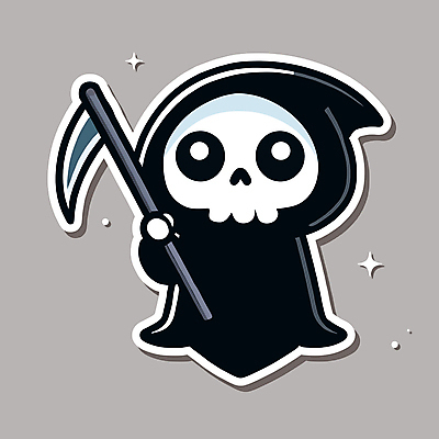 캐릭터 일러스트 해골 사람없음 귀여움 할로윈 죽음 만화 낫 사신 호러캐릭터 일러캐릭터 AI파일 컨셉 뼈 파일형식 벡터