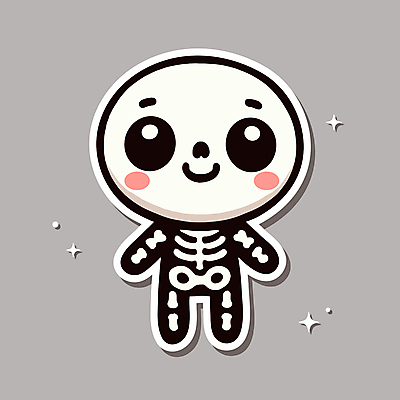 캐릭터 일러스트 뼈 해골 웃음 사람없음 귀여움 할로윈 만화 호러캐릭터 일러캐릭터 AI파일 컨셉 표정 파일형식 벡터