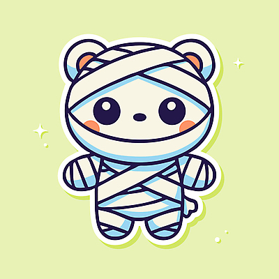 캐릭터 일러스트 웃음 사람없음 귀여움 할로윈 만화 북극곰 붕대 미라 호러캐릭터 일러캐릭터 AI파일 컨셉 곰 표정 파일형식 벡터