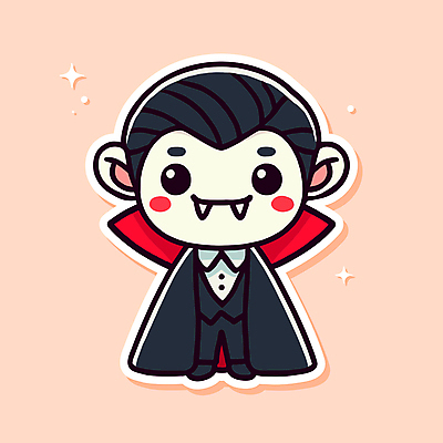 캐릭터 일러스트 웃음 사람없음 귀여움 할로윈 만화 송곳니 흡혈귀 드라큘라 드라큘라백작 호러캐릭터 일러캐릭터 AI파일 컨셉 표정 치아 파일형식 벡터