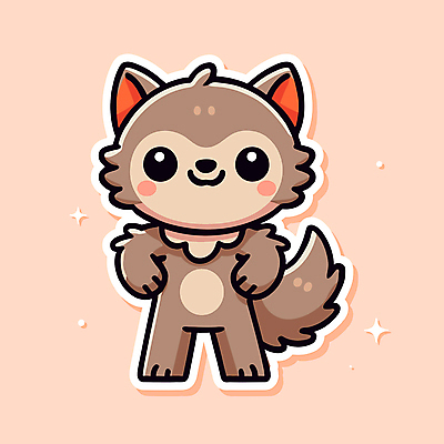 캐릭터 일러스트 웃음 사람없음 갈색 귀여움 할로윈 만화 늑대 늑대인간 호러캐릭터 일러캐릭터 AI파일 컬러 컨셉 포유류 표정 파일형식 벡터