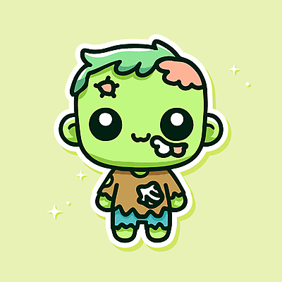 캐릭터 일러스트 웃음 사람없음 초록색 귀여움 할로윈 만화 좀비 호러캐릭터 일러캐릭터 AI파일 컬러 컨셉 표정 파일형식 벡터