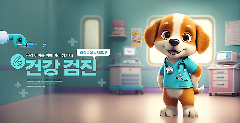 PSD 편집이미지 캐릭터 손 의학 3D캐릭터 건강 주사기 사람없음 신체부위 개캐릭터 동물병원 수의사 건강검진 이미지편집 동물캐릭터 의료기기 병원 사람 의사 개 검사_조사 파일형식