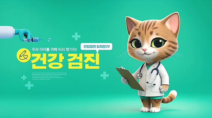 PSD 편집이미지 캐릭터 손 의학 3D캐릭터 건강 들기 사람없음 신체부위 청록색 고양이캐릭터 동물병원 수의사 건강검진 서류판 이미지편집 컬러 동물캐릭터 모션 병원 사람 사무용품 고양이 의사 검사_조사 파일형식