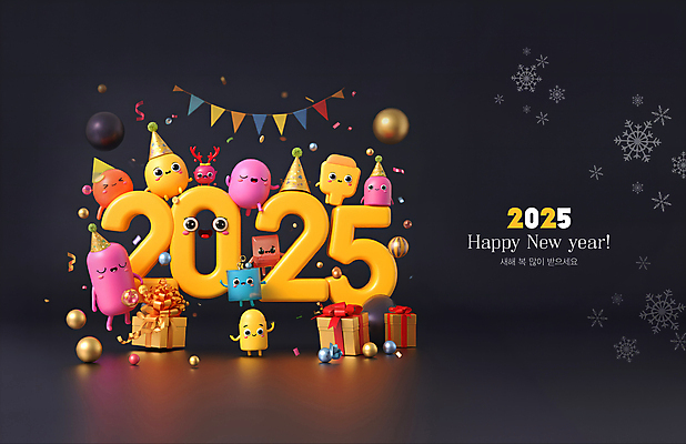 PSD 편집이미지 캐릭터 새로움 새해 사람없음 선물상자 파티 3D 고깔모자 눈송이 꽃가루 가랜드 2025년 을사년 이미지편집 편집3D 모자_잡화 컨셉 눈_날씨 선물 이벤트 상자 가루 연도 디지털합성 파티용품 파일형식