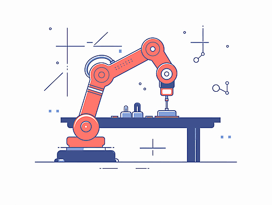 디자인 과학 일러스트 공장 기술 사람없음 빨간색 메카닉 로봇산업 로봇팔 자동화 작업대 국내일러스트 자동생산 기계공학 AI파일 산업 컬러 공업 생산 로봇 공학 파일형식 벡터