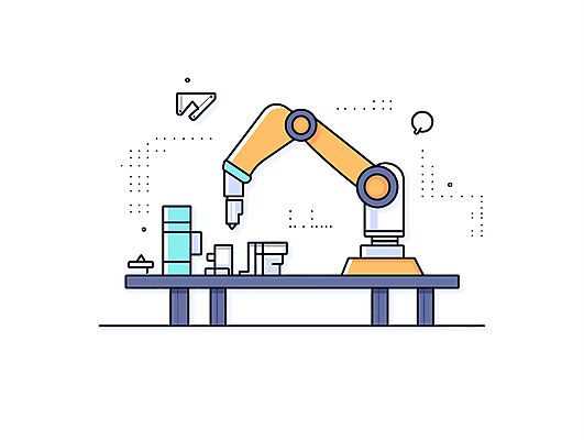 디자인 과학 일러스트 공장 기술 사람없음 노란색 메카닉 로봇산업 로봇팔 자동화 작업대 국내일러스트 자동생산 기계공학 AI파일 산업 컬러 공업 생산 로봇 공학 파일형식 벡터
