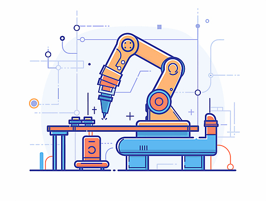 디자인 과학 일러스트 공장 기술 사람없음 파란색 주황색 메카닉 로봇산업 로봇팔 자동화 작업대 국내일러스트 자동생산 기계공학 AI파일 산업 컬러 공업 생산 로봇 공학 파일형식 벡터