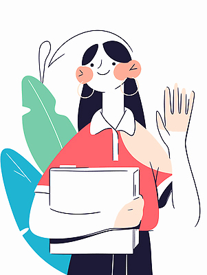 여자 분홍색 일러스트 한명 웃음 들기 상반신 청년 성인 책 손인사 손흔들기 성인여자한명만 국내일러스트 AI파일 1 컬러 모션 표정 사람 인사 여자한명만 성인여자만 파일형식 벡터