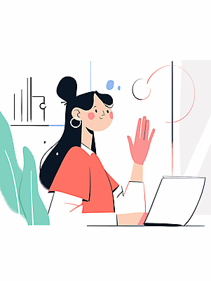 여자 분홍색 일러스트 한명 웃음 상반신 청년 성인 책 손인사 성인여자한명만 국내일러스트 AI파일 1 컬러 표정 사람 인사 여자한명만 성인여자만 파일형식 벡터